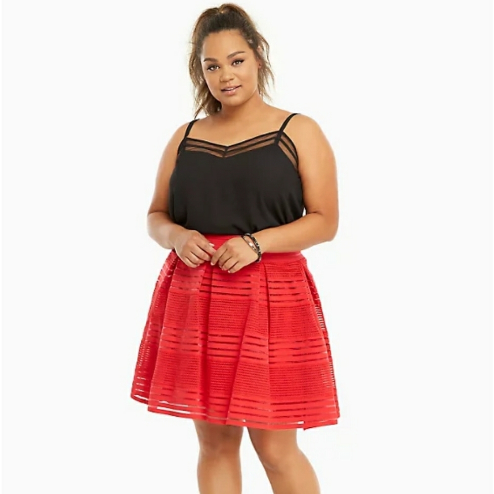 Stripe Elastic Full Flare Skirt